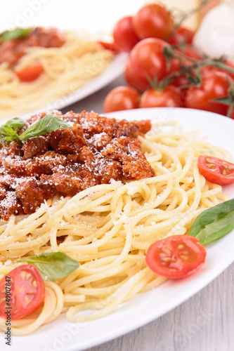 Photo: spaghetti with tomato sauce and meat spaghetti with tomato sauce and meat