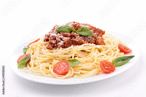 Photo: spaghetti with tomato sauce and meat spaghetti with tomato sauce and meat