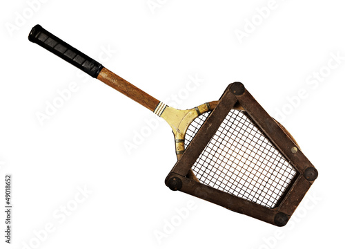 Photo: wooden tennis racket in frame wooden tennis racket in frame