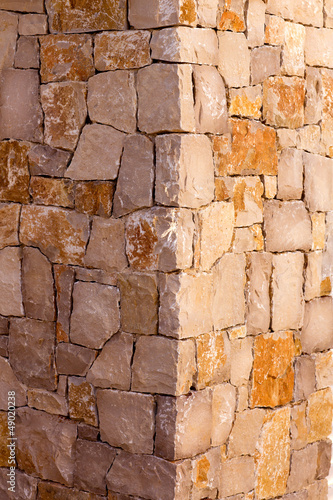Photo: Masonry stone wall corner detail construcion work Masonry stone wall corner detail construcion work