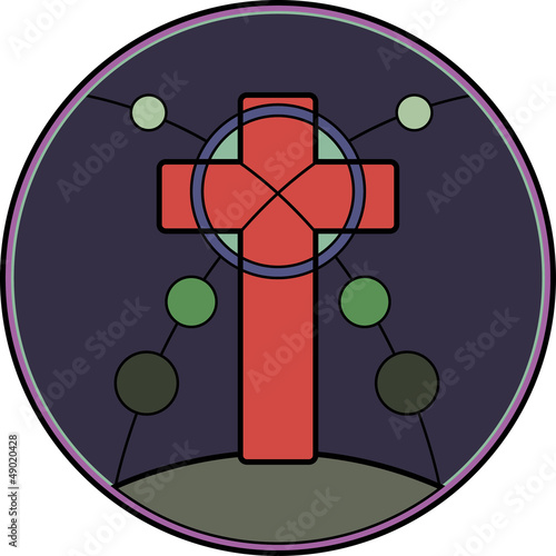 Vector: stained glass pattern on religious themes stained glass pattern on religious themes