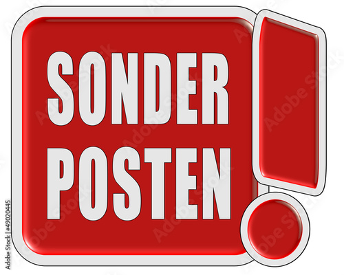 Illustration: !-Schild rot quad SONDERPOSTEN !-Schild rot quad SONDERPOSTEN