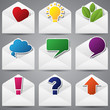 Vector: Set of paper envelopes and sign inside. Set of paper envelopes and sign inside.
