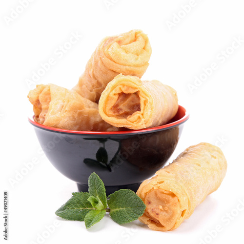 Photo: isolated spring roll isolated spring roll