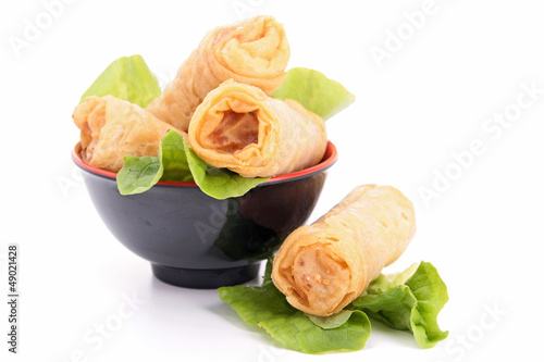 Photo: isolated spring roll isolated spring roll