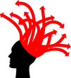 vector illustration of head with red arrows