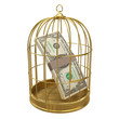 Birdcage with dollars inside
