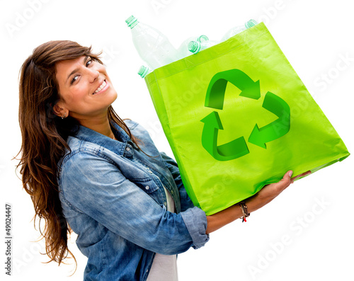 Photo: Woman with an ecological bag Woman with an ecological bag