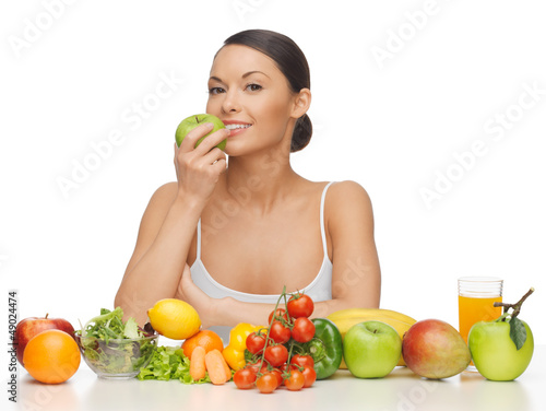 Photo: woman with fruits and vegetables woman with fruits and vegetables