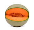 orange cantaloupe melon isolated on white background