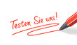 Stift- & Schriftserie: Testen Sie uns! rot