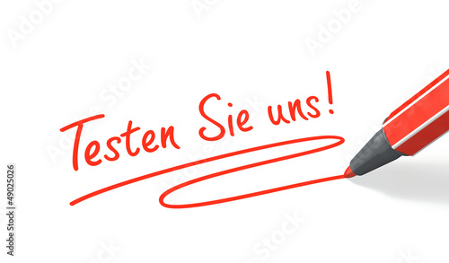Illustration: Stift- & Schriftserie: Testen Sie uns! rot Stift- & Schriftserie: Testen Sie uns! rot