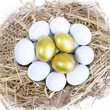 Photo: Three golden eggs in nest Three golden eggs in nest