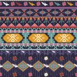 Seamless colorful aztec pattern with birds, flowers and arrow
