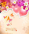 Vector: Valentine's day card with hearts, butterflies and lilies Valentine's day card with hearts, butterflies and lilies