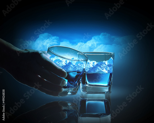 Photo: Two glasses of blue liquid Two glasses of blue liquid