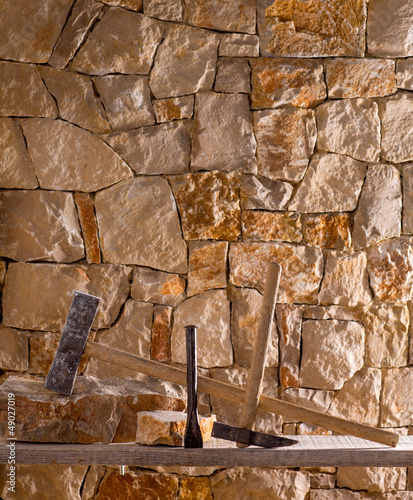 Photo: Hammer tools of stonecutter masonry work Hammer tools of stonecutter masonry work