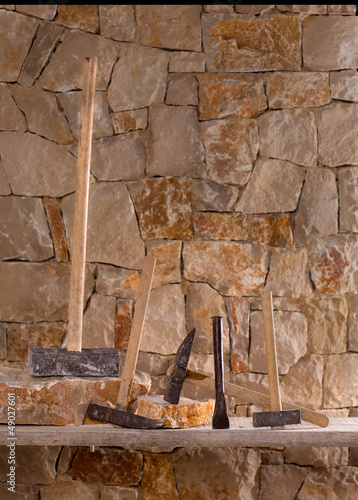 Photo: Hammer tools of stonecutter masonry work Hammer tools of stonecutter masonry work