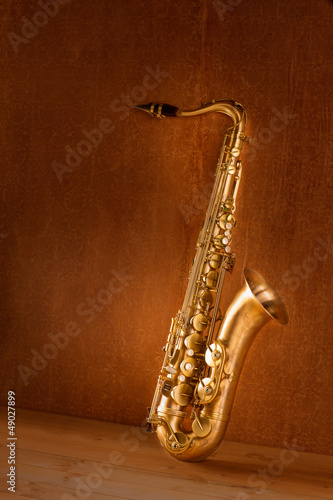 Photo: Sax golden tenor saxophone vintage retro Sax golden tenor saxophone vintage retro