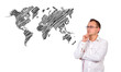 businessman and world map