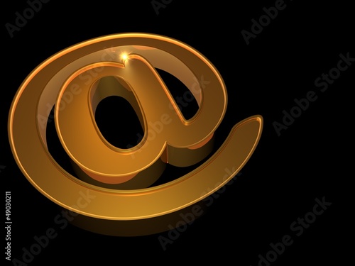 Illustration: Goldenes Email-Symbol Liegend Goldenes Email-Symbol Liegend