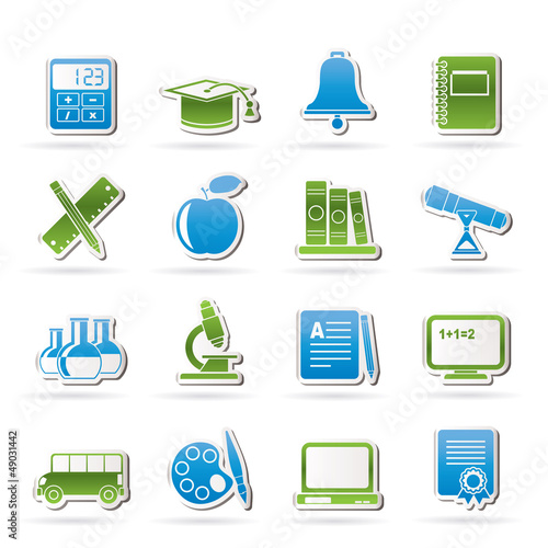 Vector: Education and school objects icons - vector icon set Education and school objects icons - vector icon set