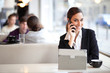 Businesswoman talking on the phone in a coffee shop