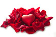 Foto: Red rose petals with heart Red rose petals with heart