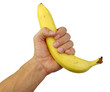 human hand holding a banana