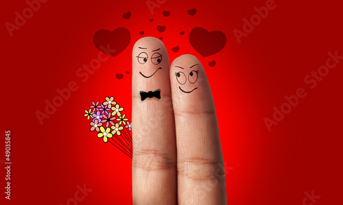 Photo: a couple of fingers in love for Valentine day a couple of fingers in love for Valentine day