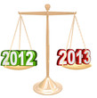 2012 Year Changing to 2013 New Years Scale Balance