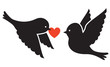 Two birds and red heart