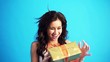 pretty woman receiving a present