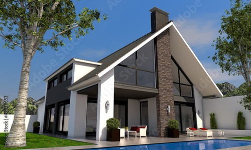 Illustration: Villa mit Satteldach Villa mit Satteldach