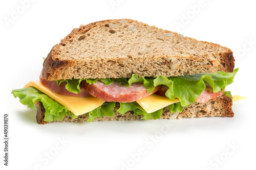 Photo: Sandwich with ham on white Sandwich with ham on white