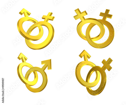 Illustration: Different union of male and female symbols Different union of male and female symbols