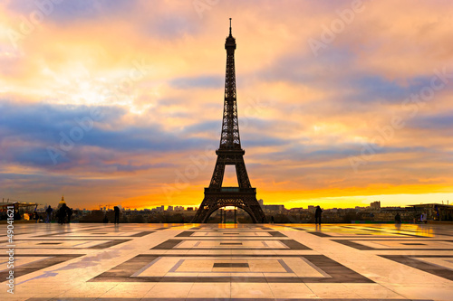 Photo: Eiffel tower at sunrise, Paris. Eiffel tower at sunrise, Paris.