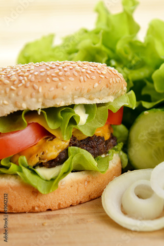 Photo: Tasty hamburger Tasty hamburger