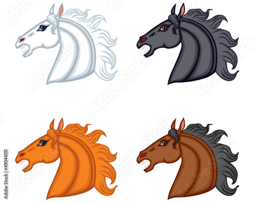 Vector: Set horse head Set horse head