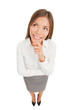 Thinking beautiful smiling business woman