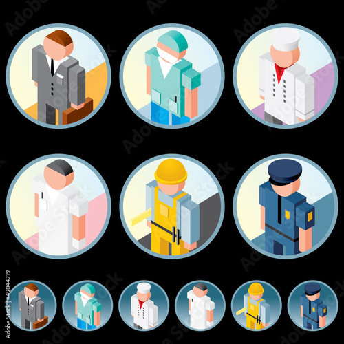 Vector: People Occupation Icons. Isometric Vector Images People Occupation Icons. Isometric Vector Images