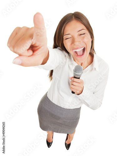 Photo: Woman singing or making a point Woman singing or making a point