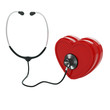 Isolated stethoscope examing heart on white background