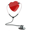 Isolated stethoscope and heart on white background