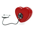 Isolated stethoscope examing heart on white background