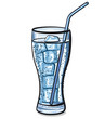 glass of fresh cool carbonated water with ice