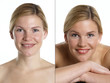 Junge Frau - ohne und mit Make up