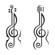 violin, guitar and treble clef