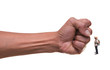 Photo: young man standing infont of punching hand young man standing infont of punching hand
