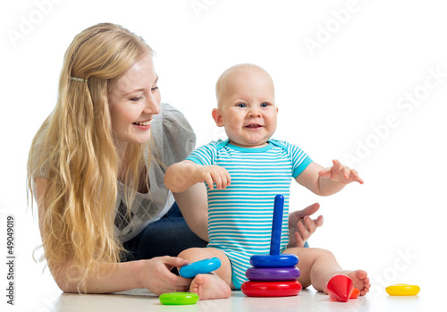 Photo: baby boy and mother playing together baby boy and mother playing together